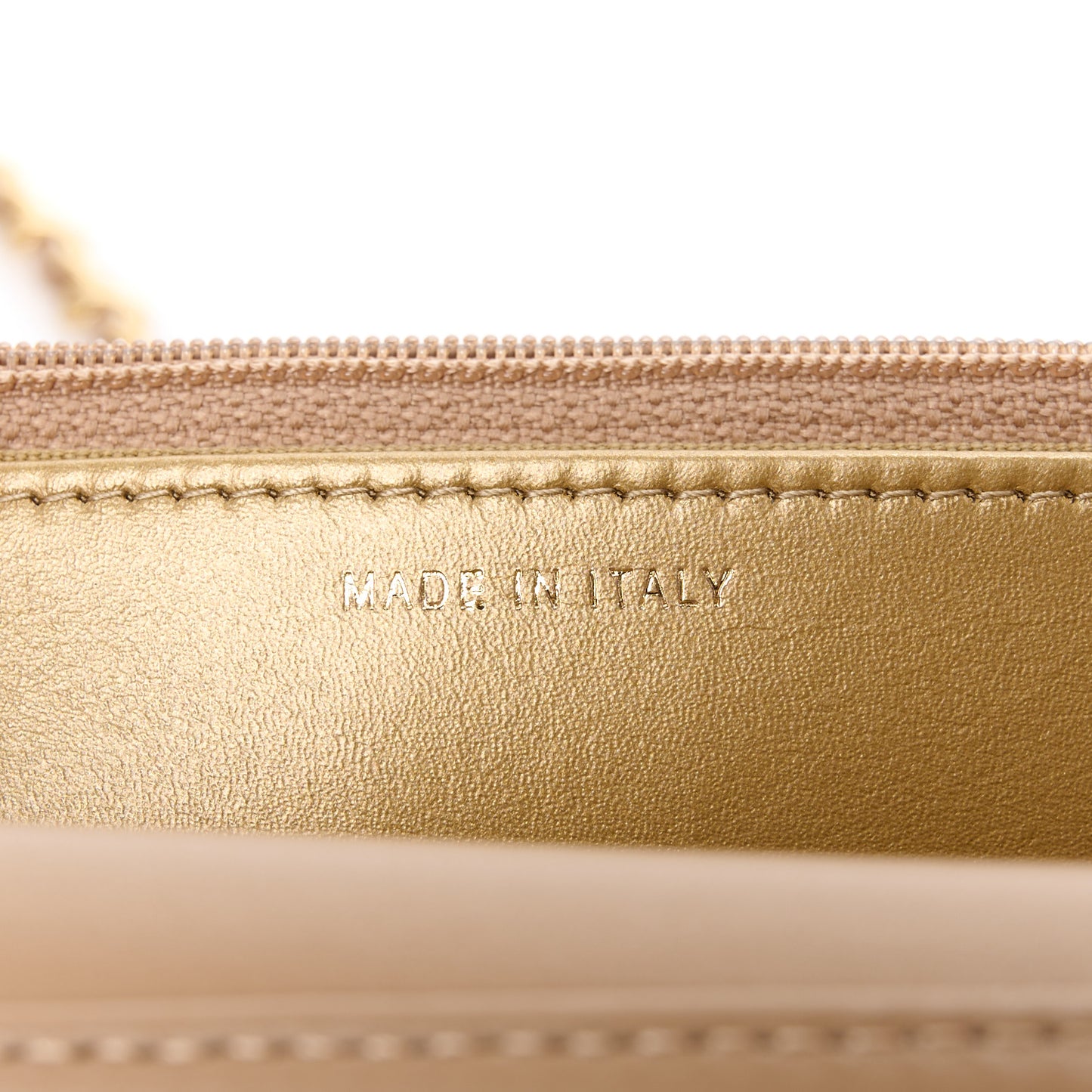 Lambskin Quilted CC Pearl Crush Wallet on Chain WOC Beige