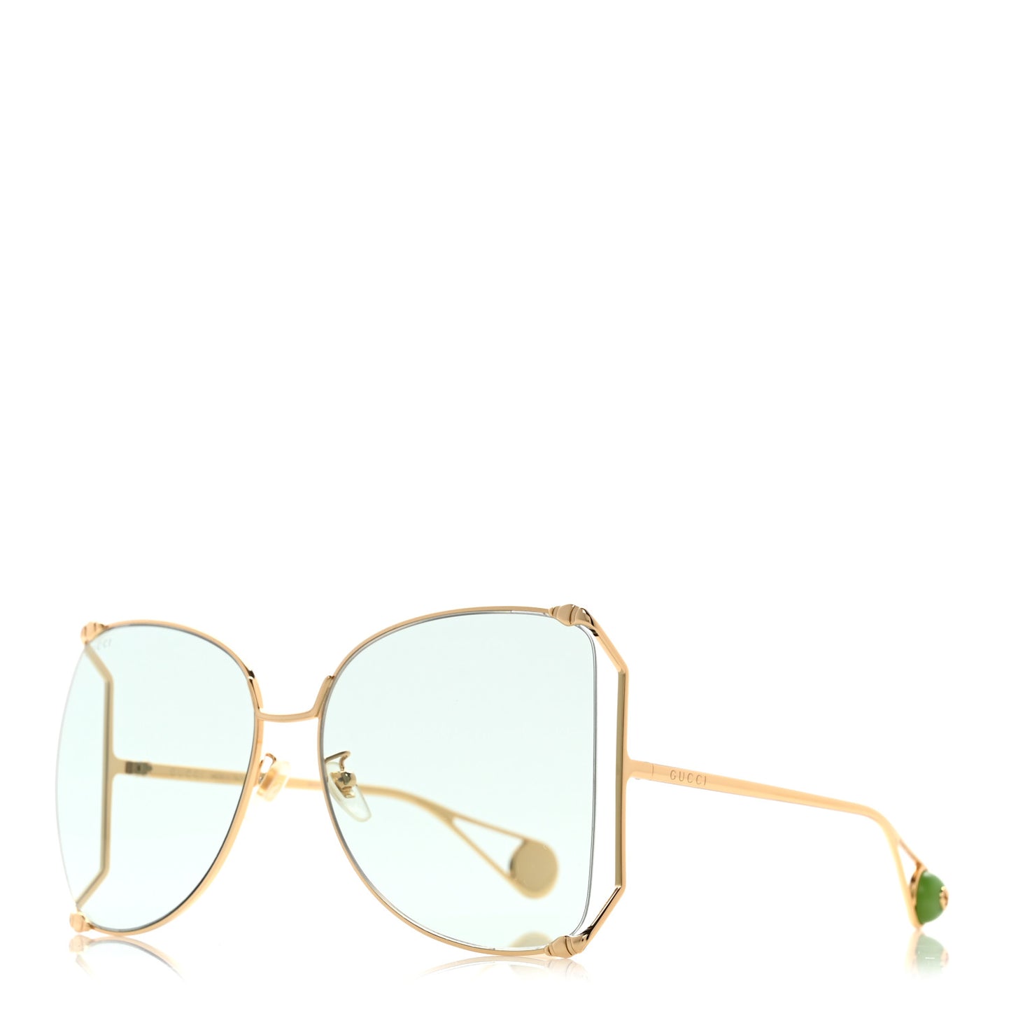 Oversized Round Sunglasses GG0252S Gold Green