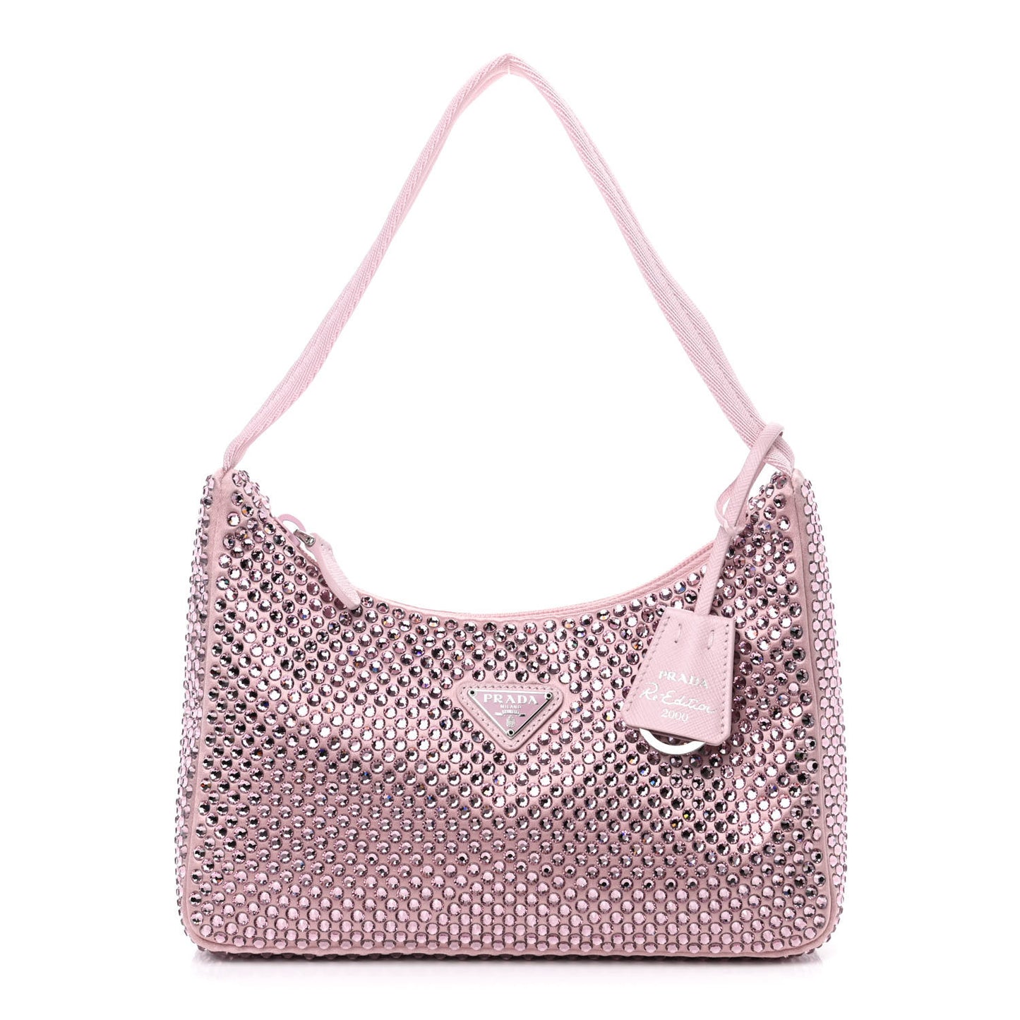 Satin Crystal Mini Re-Edition 2000 Bag Alabastro