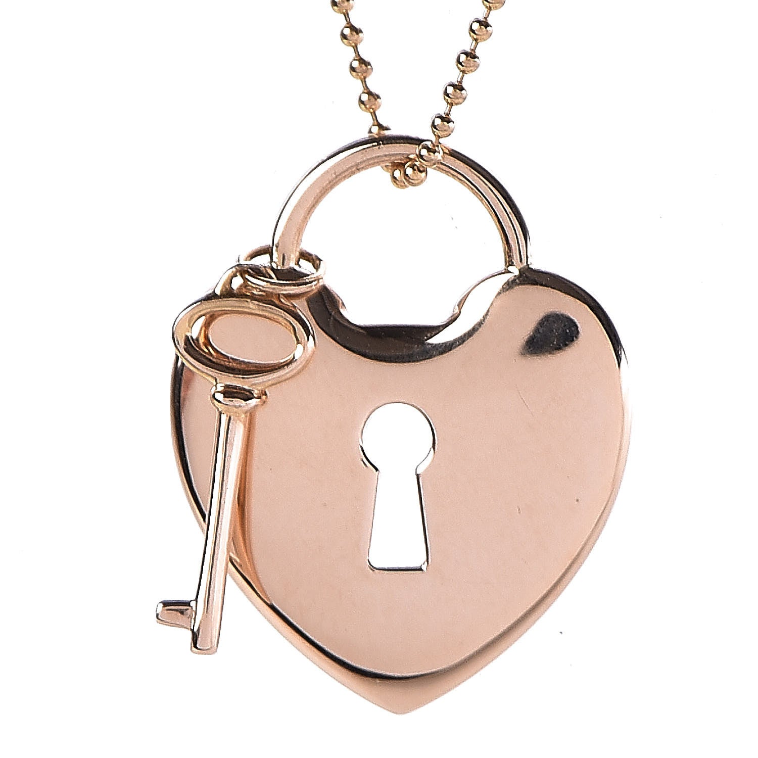 Tiffany 18K Rose Gold Heart Lock Key Pendant Necklace 4 of 7