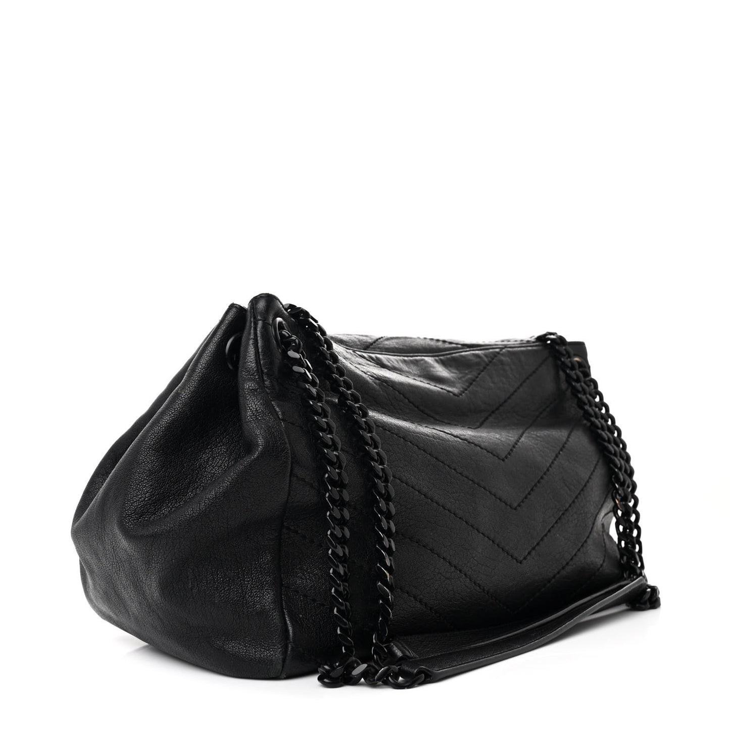 Vintage Lambskin Chevron Monogram Medium Nolita Black