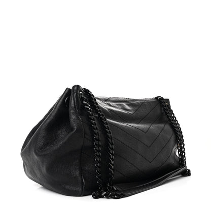 Saint Laurent Vintage Lambskin Chevron Monogram Medium Nolita Black 3 of 11