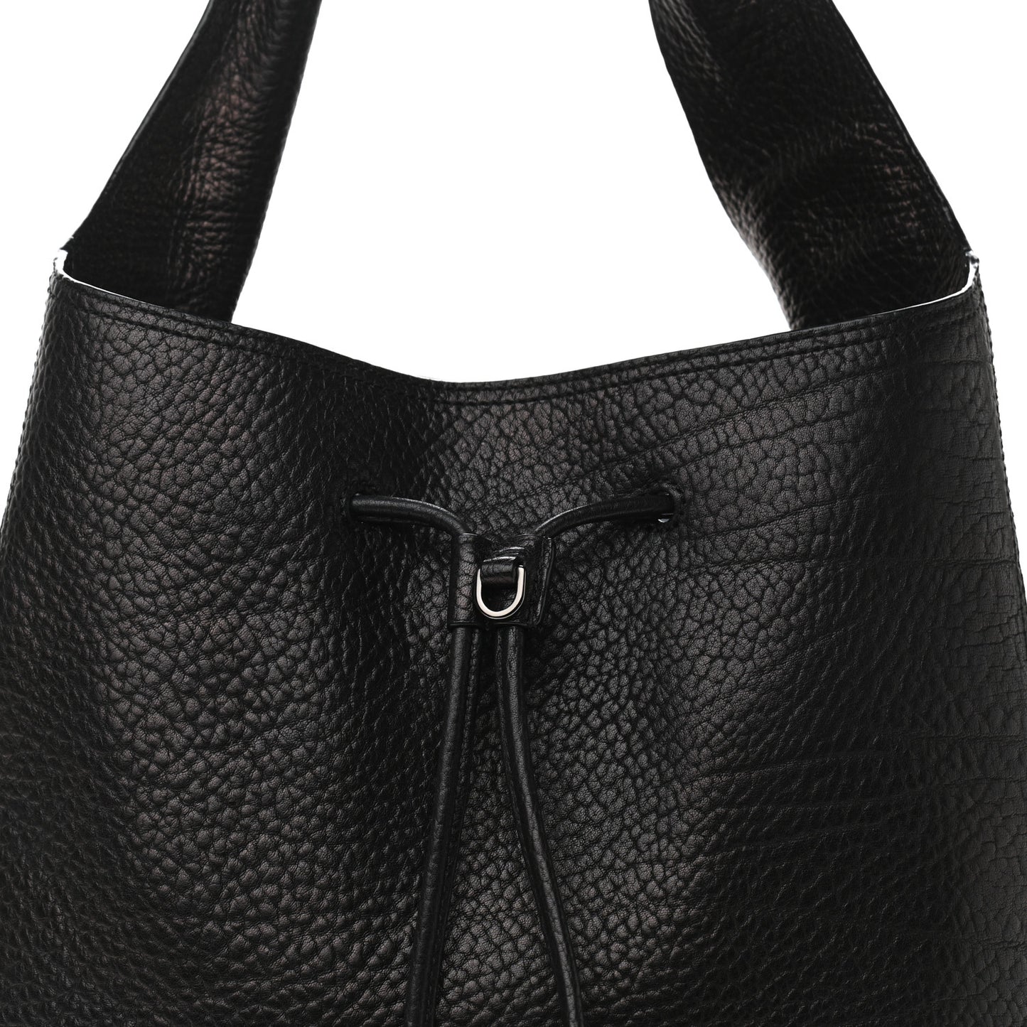 Textured Calfskin Shoulder Bag Black