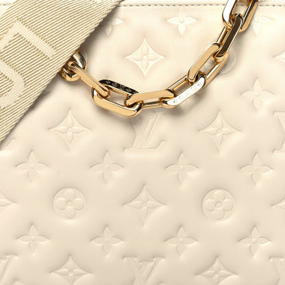 Louis Vuitton Lambskin Embossed Monogram Coussin PM Cream 9 of 11