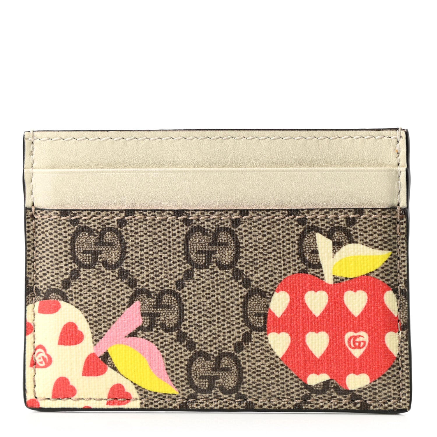 Gucci GG Supreme Monogram Les Pommes Card Holder Beige Multicolor Mystic White 1 of 5