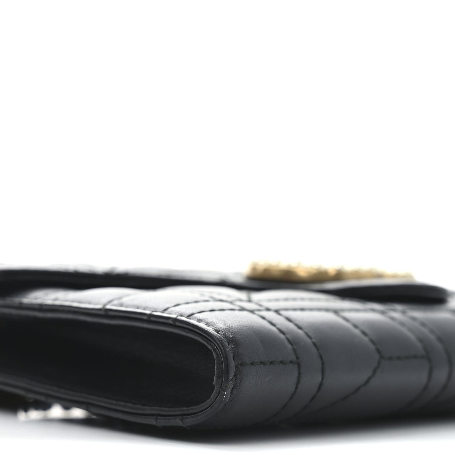 Calfskin Matelasse Mini Pearly GG Marmont Chain Wallet Black