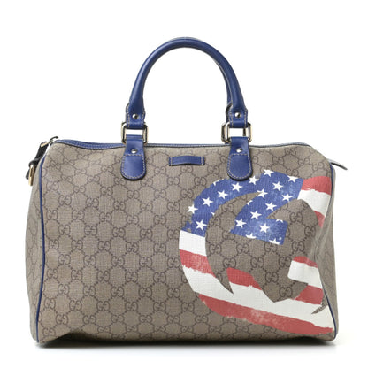 Gucci GG Plus Monogram Medium Boston USA Flag Unicef Duffle Blue 1 of 9