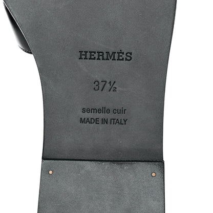 Hermes Box Calfskin Oran Sandals 37.5 Black 6 of 10
