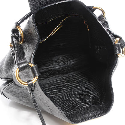 Prada Vitello Daino Pushlock Hobo Black 5 of 8