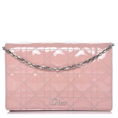 Christian Dior Patent Cannage Lady Dior Wallet On Chain Rose Clair 1 of 7