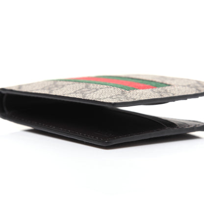 Gucci GG Supreme Monogram Selleria Calfskin Web New Web Bi-Fold Wallet Beige Ebony Cocoa 7 of 12