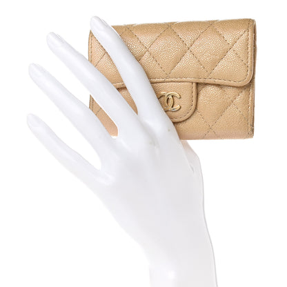 Chanel Iridescent Caviar Quilted Classic 4 Key Holder Wallet Beige 2 of 11