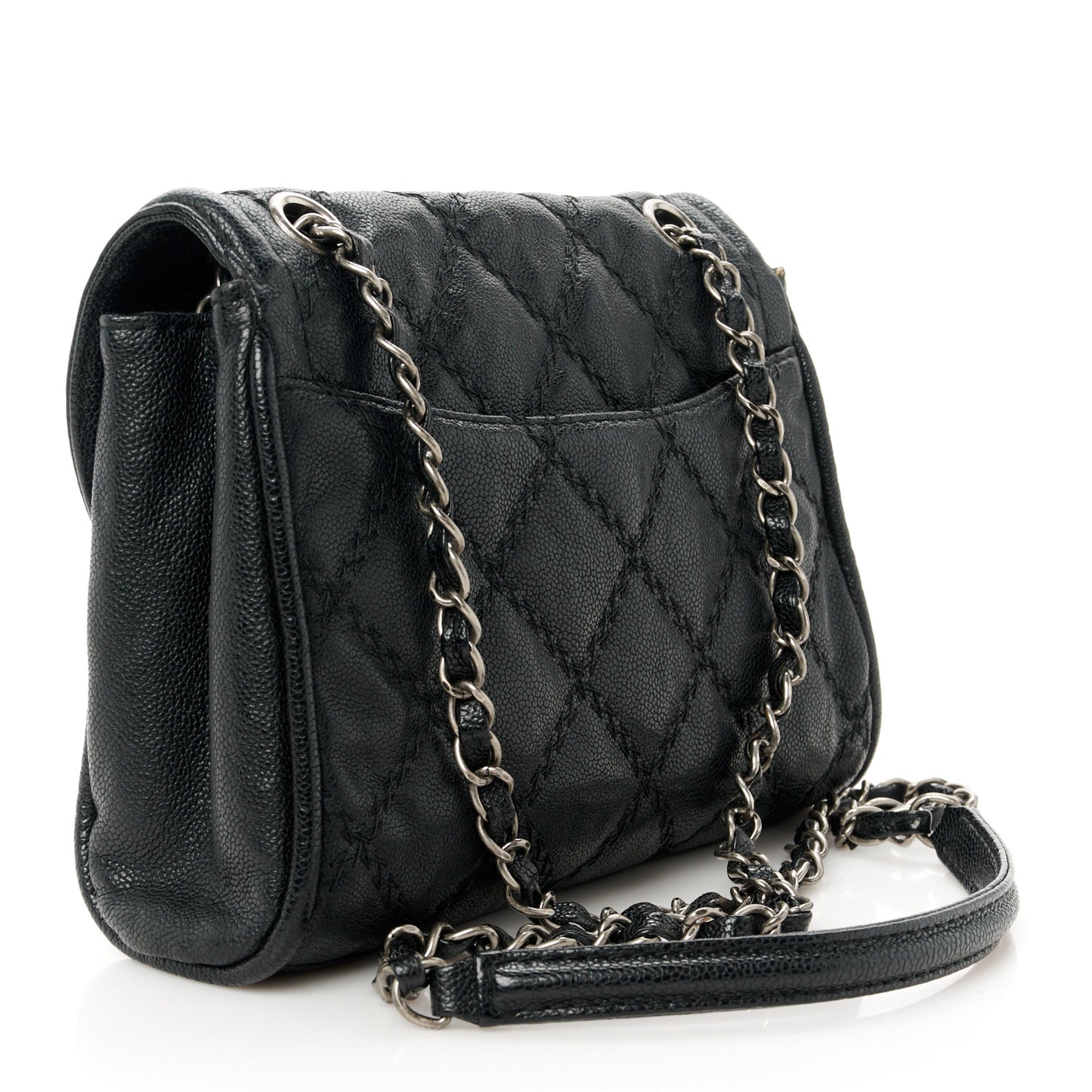 Caviar Stitched Small Flap Black