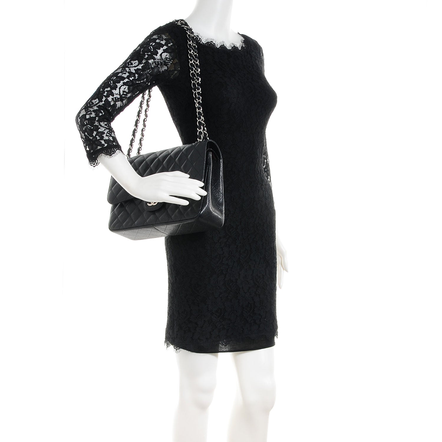 Chanel Caviar Quilted Jumbo Double Flap Black 2 of 8