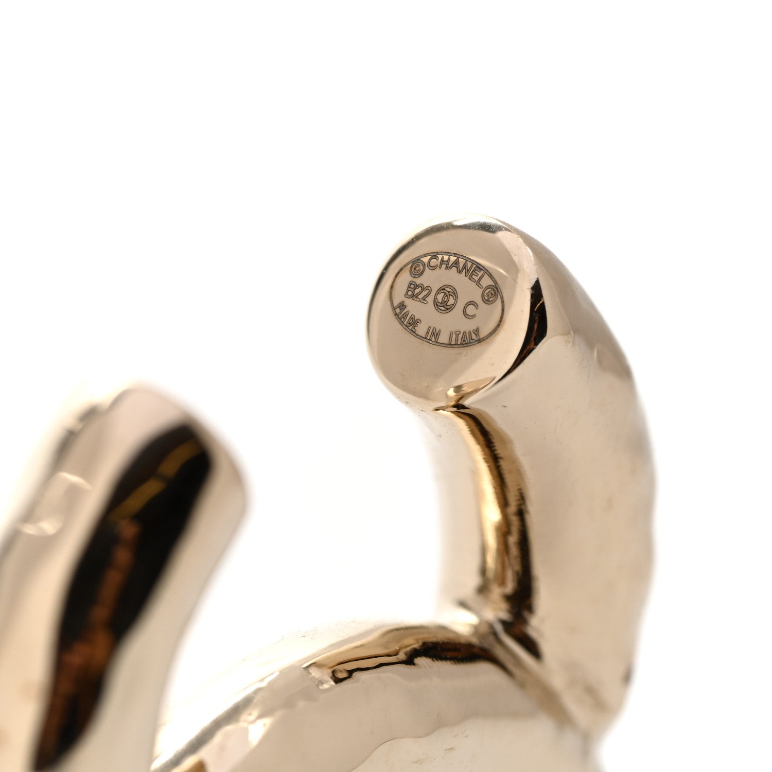 Chanel Metal Large CC Earrings Light Gold 4 of 4