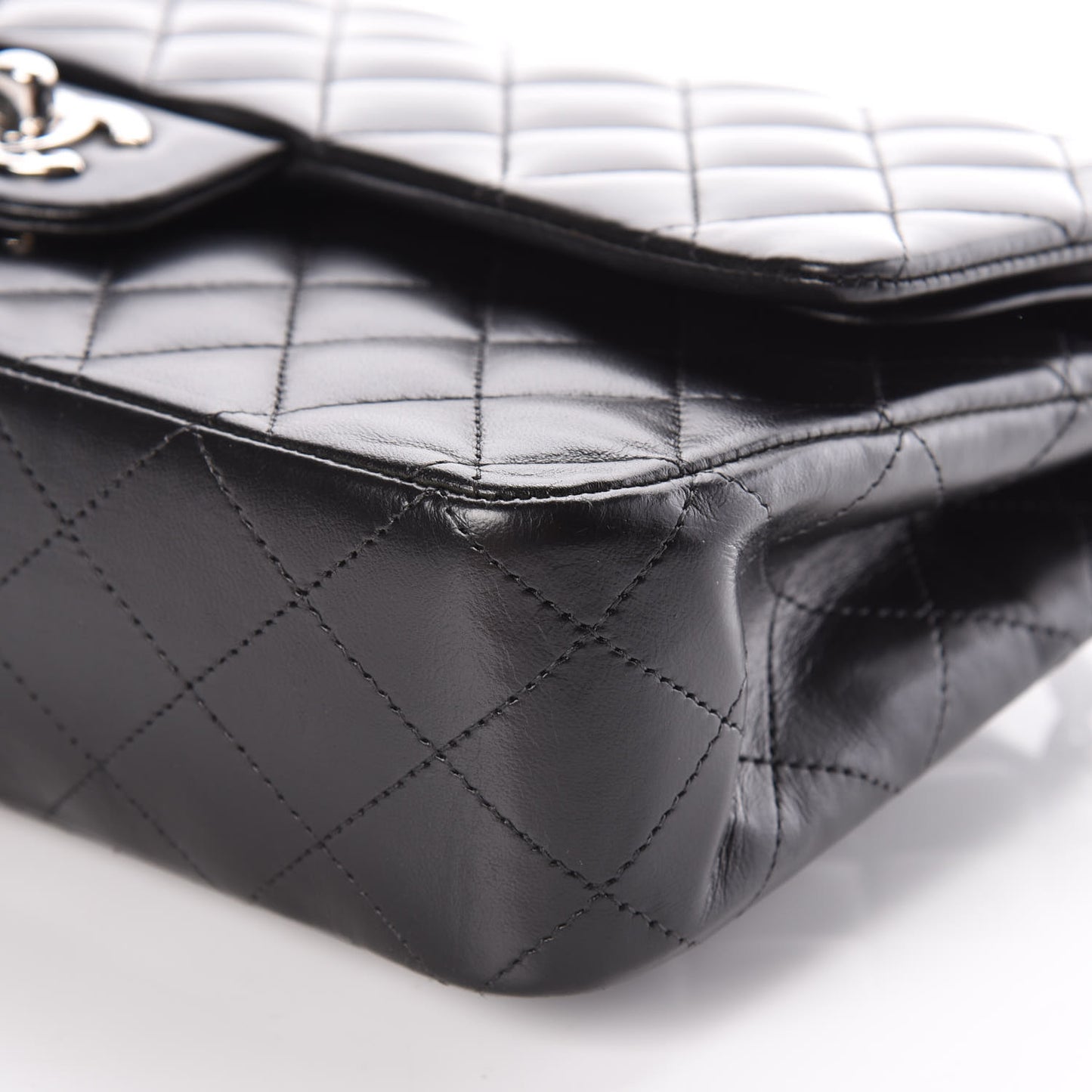 Lambskin Quilted Medium Double Flap Black