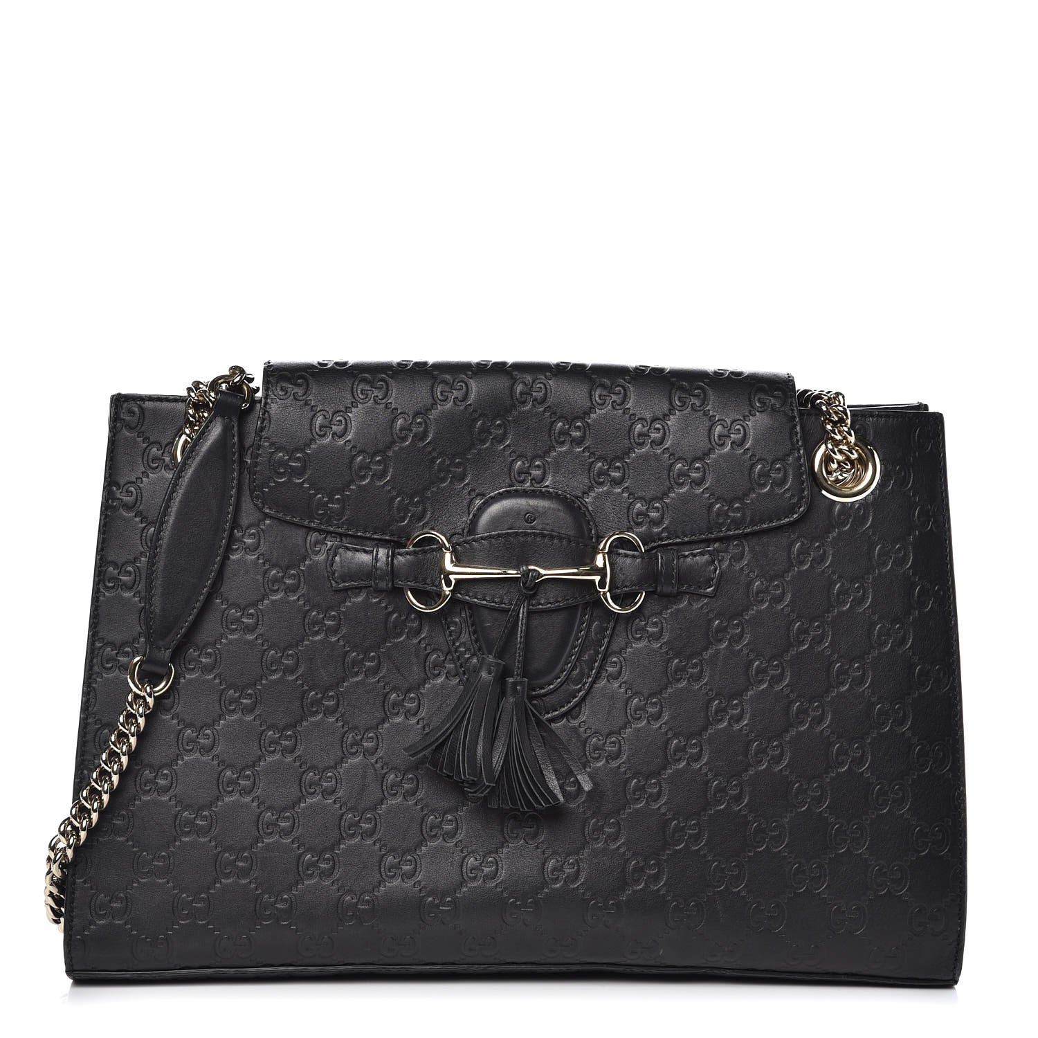 Gucci Guccissima Large Emily Chain Shoulder Bag Black 1 of 10