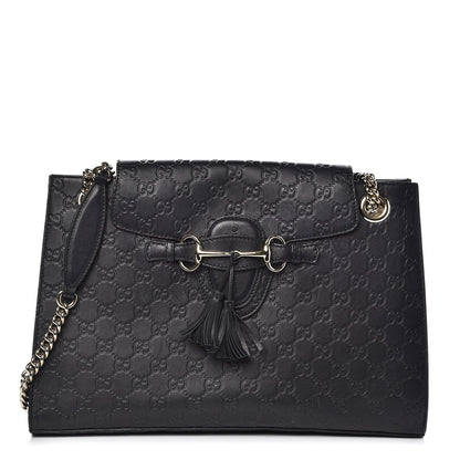 Gucci Guccissima Large Emily Chain Shoulder Bag Black 1 of 10