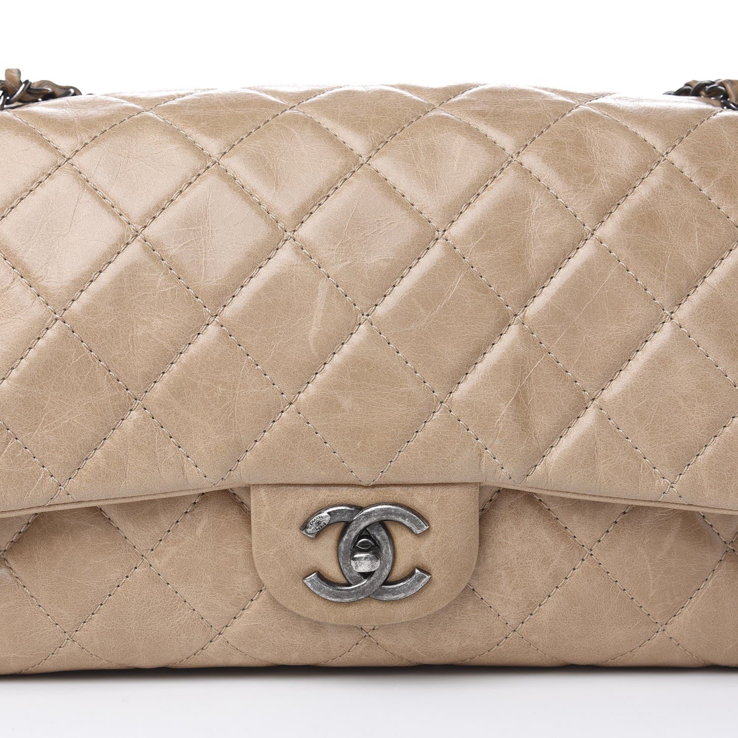 Chanel Glazed Calfskin Quilted Large Coco Soft Flap Beige 11 of 14