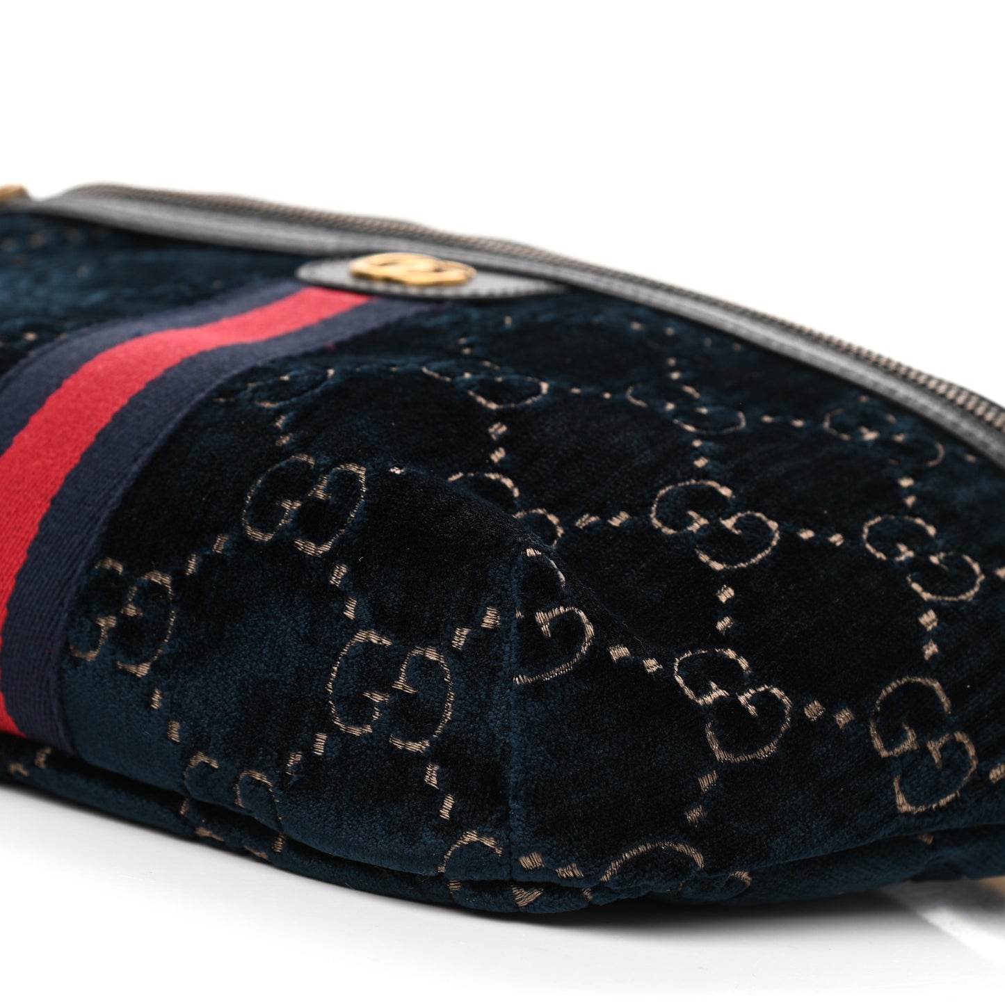 Velvet GG Monogram Web Belt Bag Blue Beige