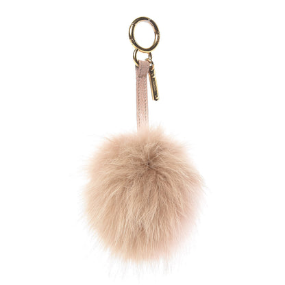 Fendi Fox Fur Vitello Elite Bi-Color Pom Pom Bag Charm Rosa Cammello Cipria 1 of 7