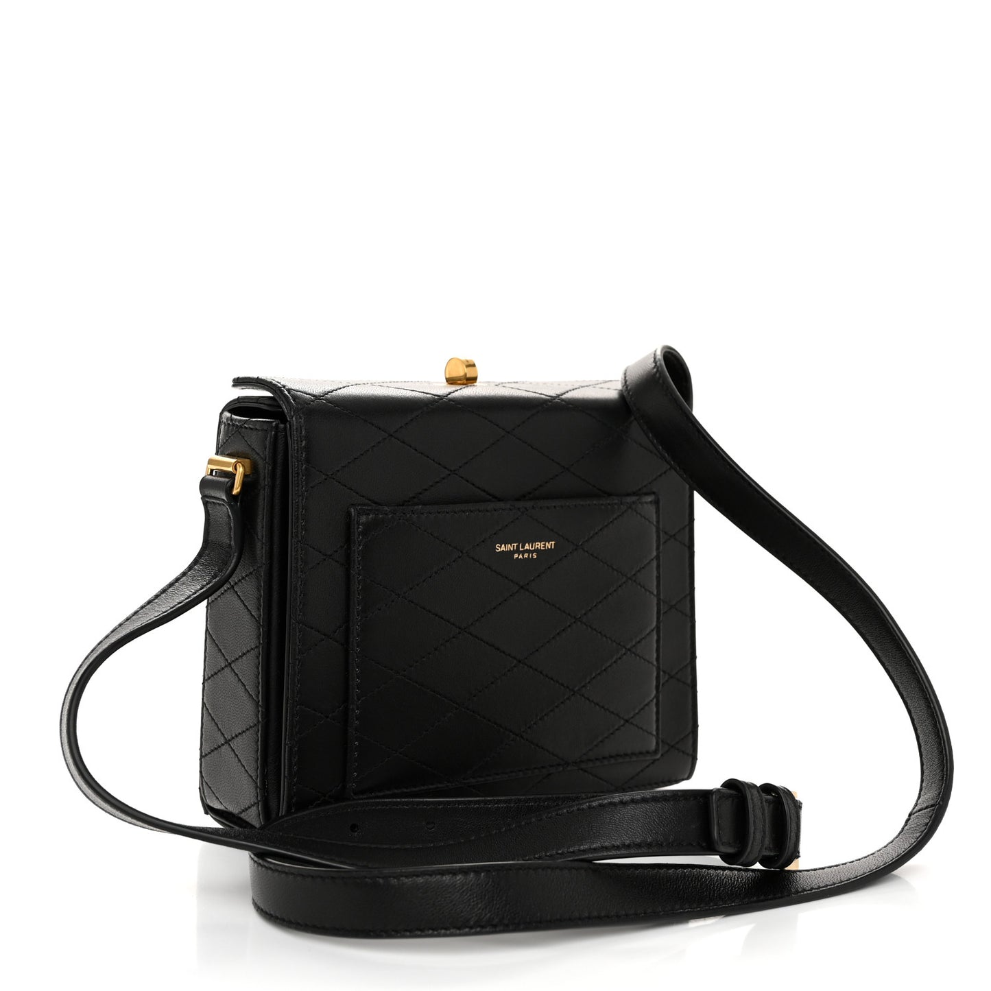 Lambskin Quilted Mini Square Crossbody Black