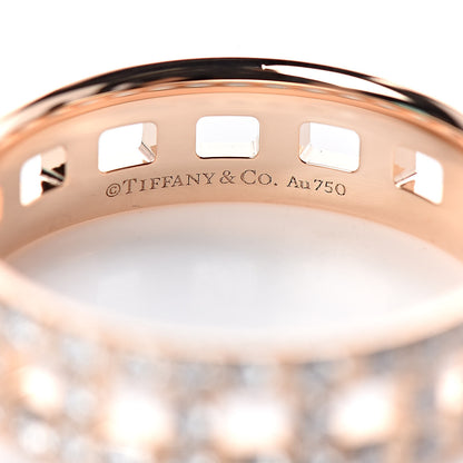Tiffany 18K Rose Gold Diamond T True Wide Ring 56 7.5 4 of 5