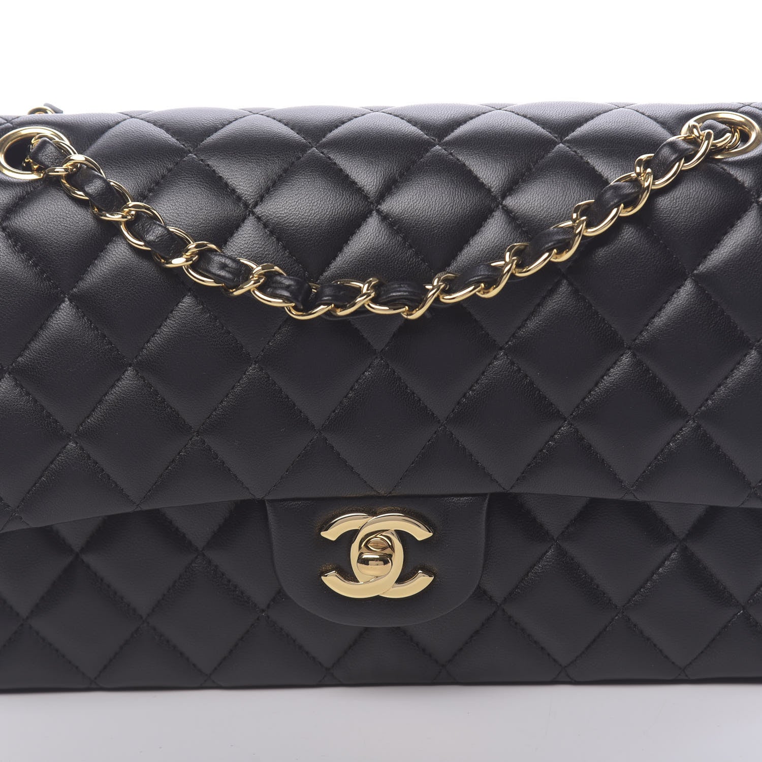 Chanel Lambskin Quilted Medium Double Flap Black 10 of 12