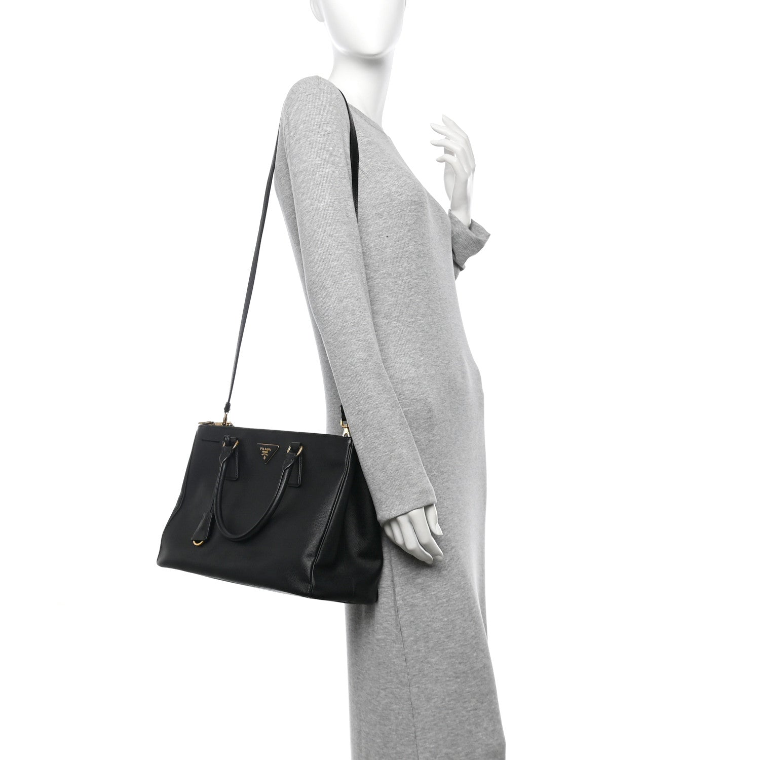 Prada Saffiano Medium Galleria Double Zip Tote Black 2 of 9