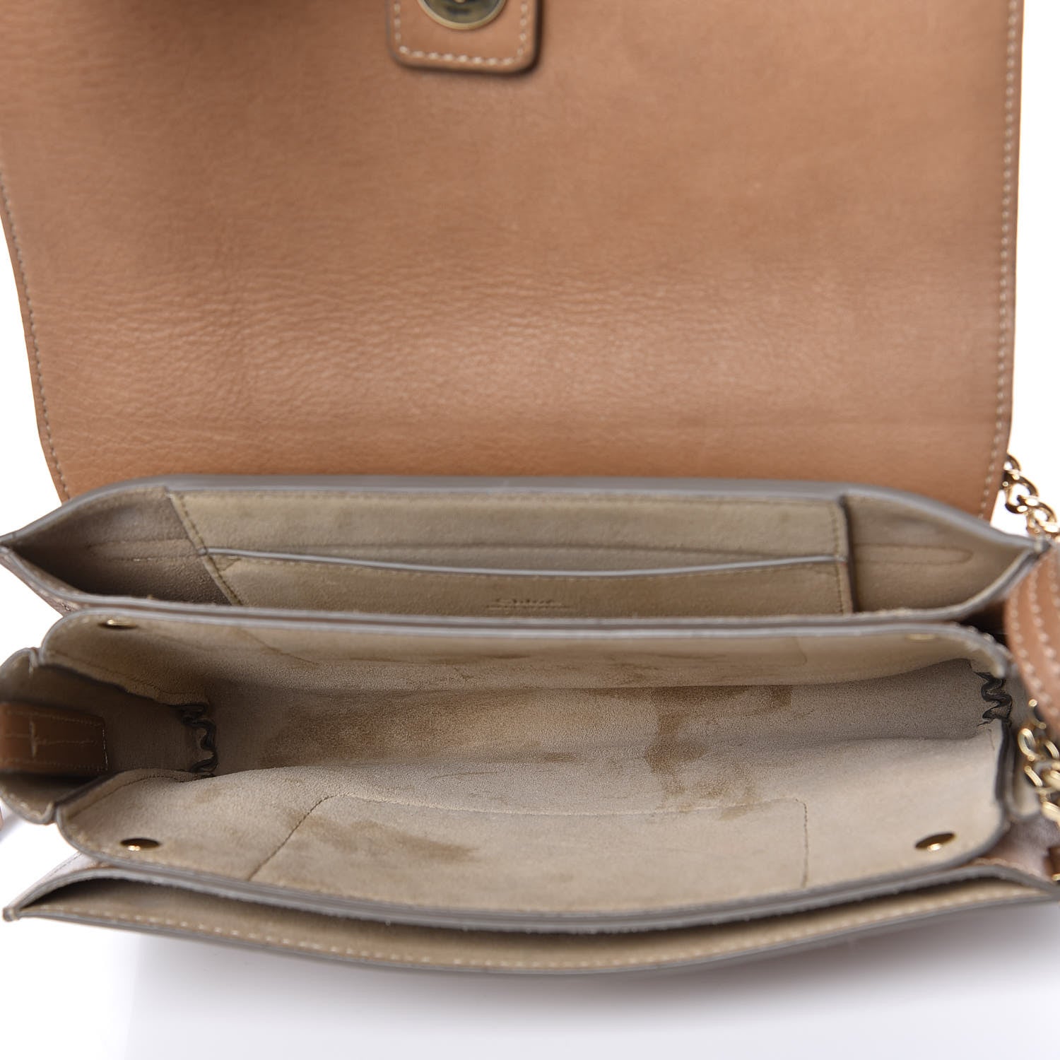 Chloe Ostrich Calfskin Small Faye Shoulder Bag Light Brown 7 of 13