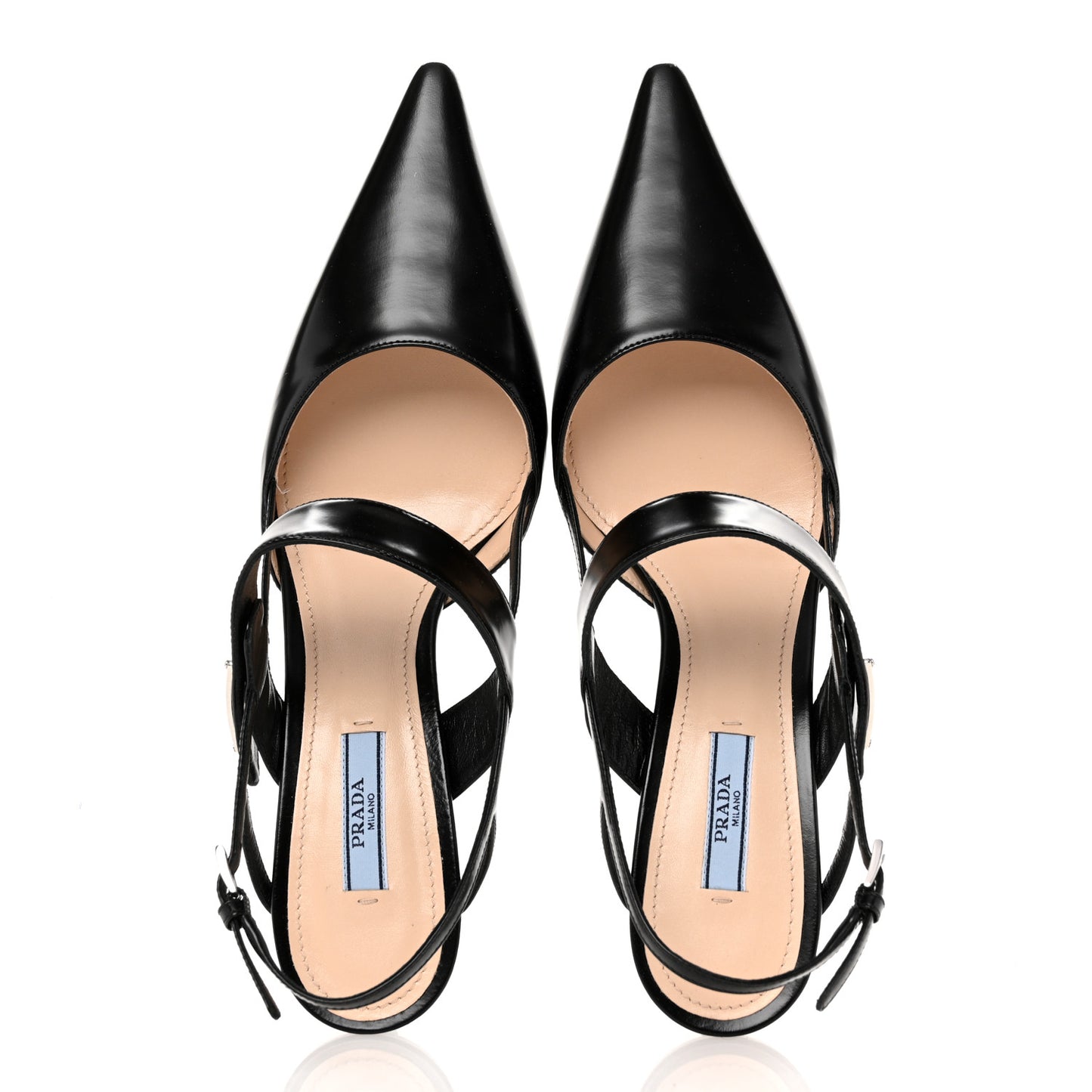 Spazzolato Metal Triangle Logo 55mm Slingback Pumps 39.5 Black