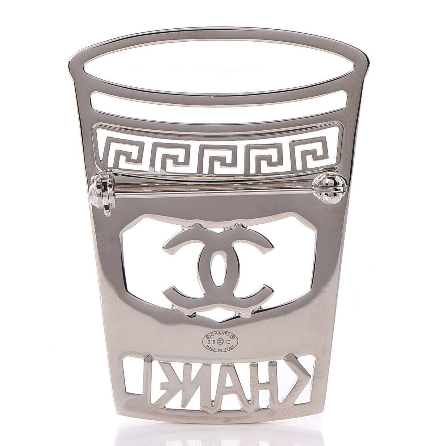 Crystal CC Greek Cup Brooch Silver Blue