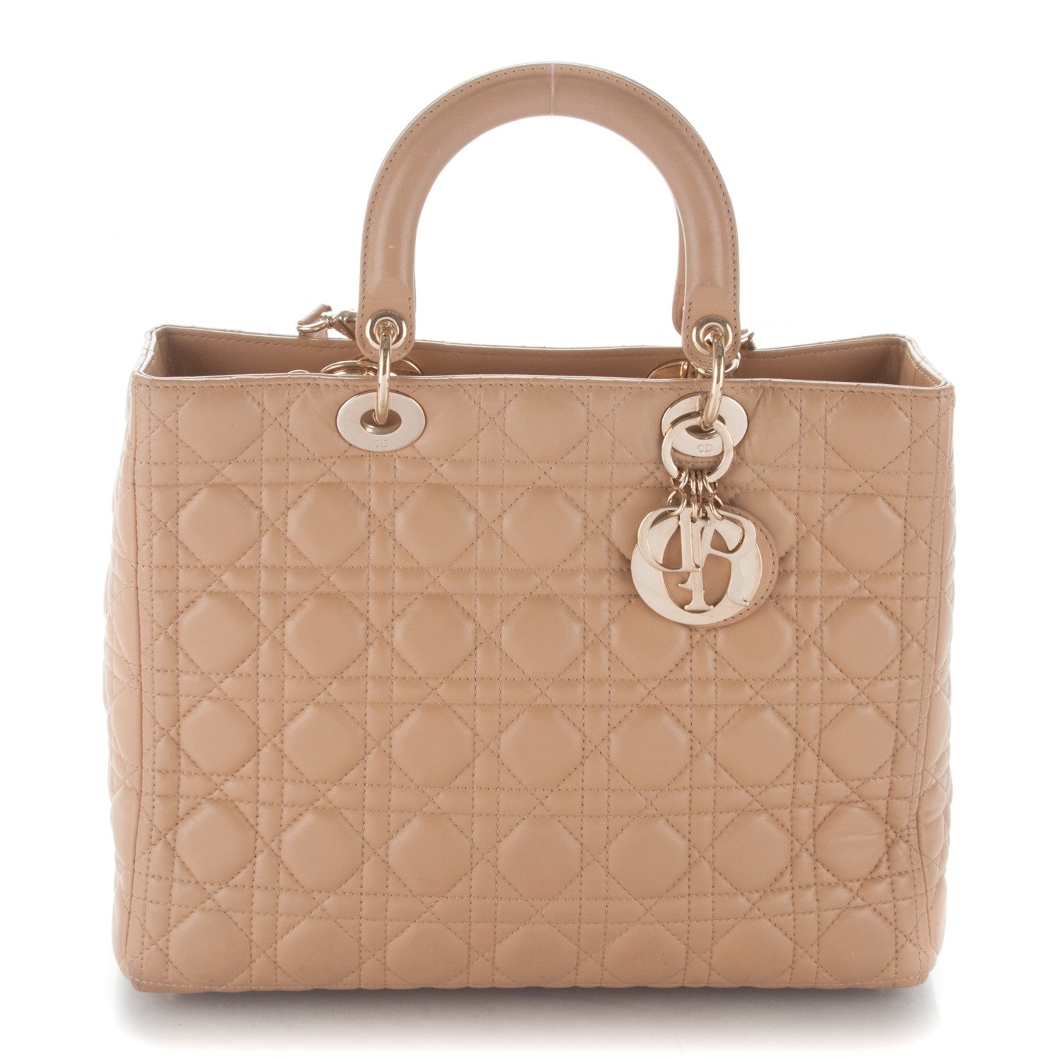 Christian Dior Lambskin Cannage Large Lady Dior Beige 1 of 9