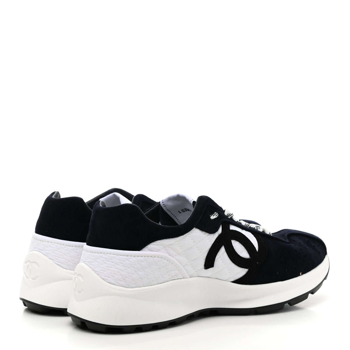 Fabric Suede Kidskin CC Sneakers 37.5 Dark Navy White