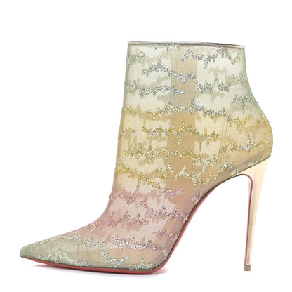 Christian Louboutin Rete Tulle Nancy Bootie 100 Ankle Boots 38.5 Multicolor Blush 1 of 14