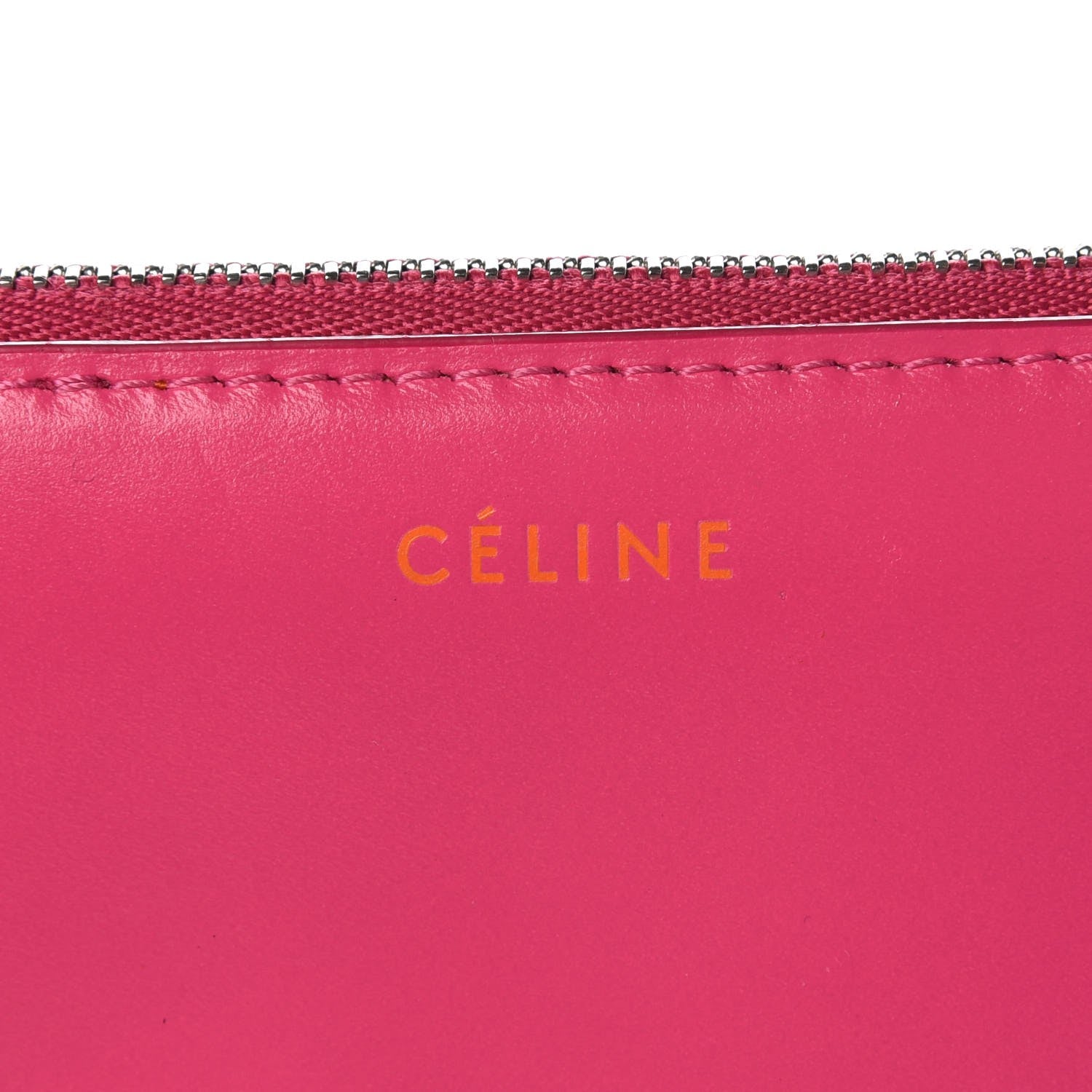 Celine Calfskin Zip Around Card Holder Wallet Fuchsia 6 of 9