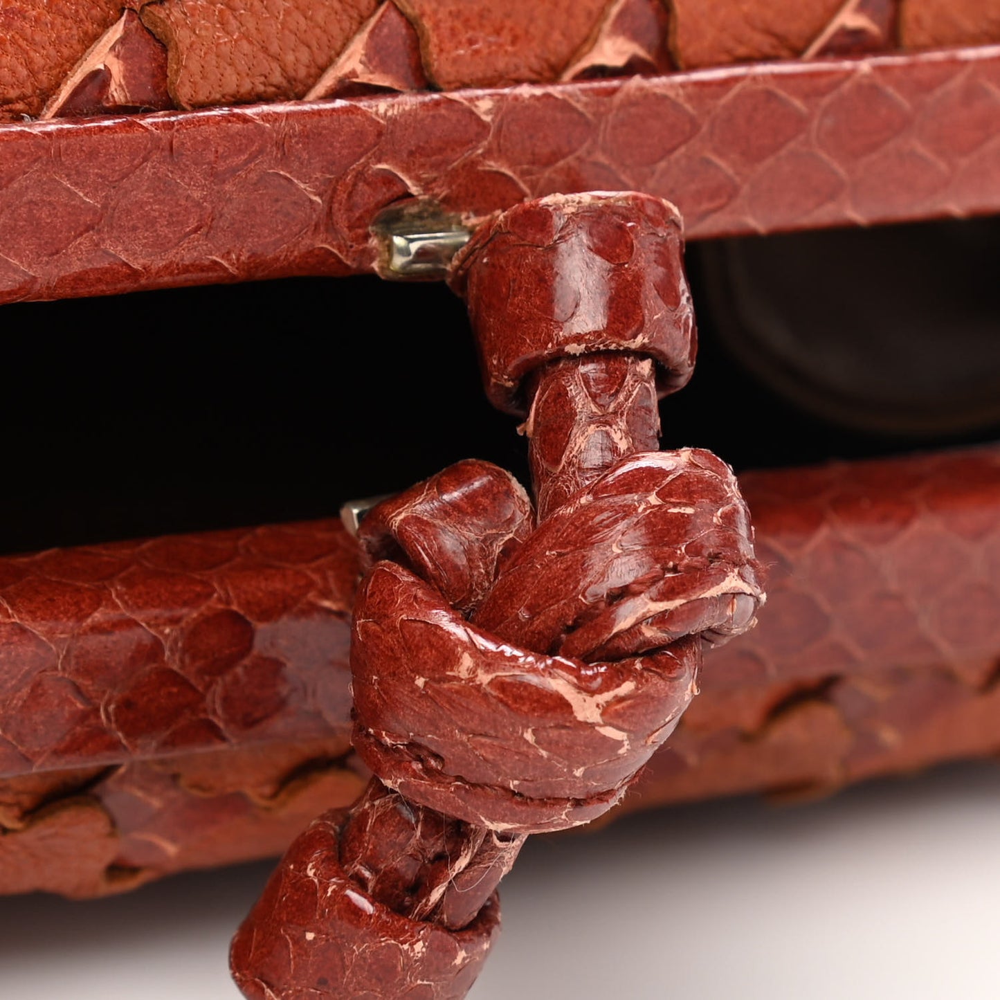 Ayers Goatskin Intrecciato Knot Clutch Brown