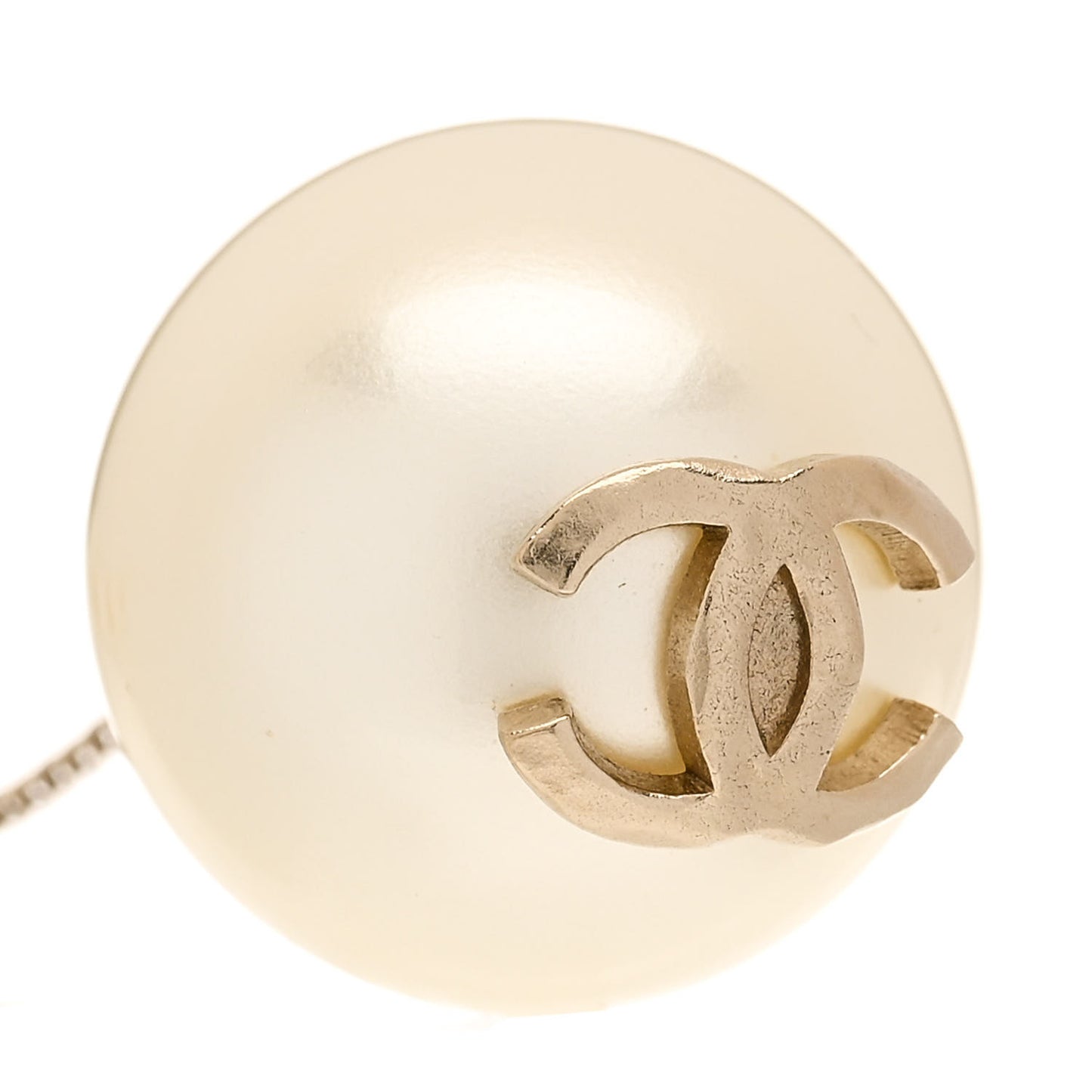 Pearl CC Chain Drop Earrings Gold