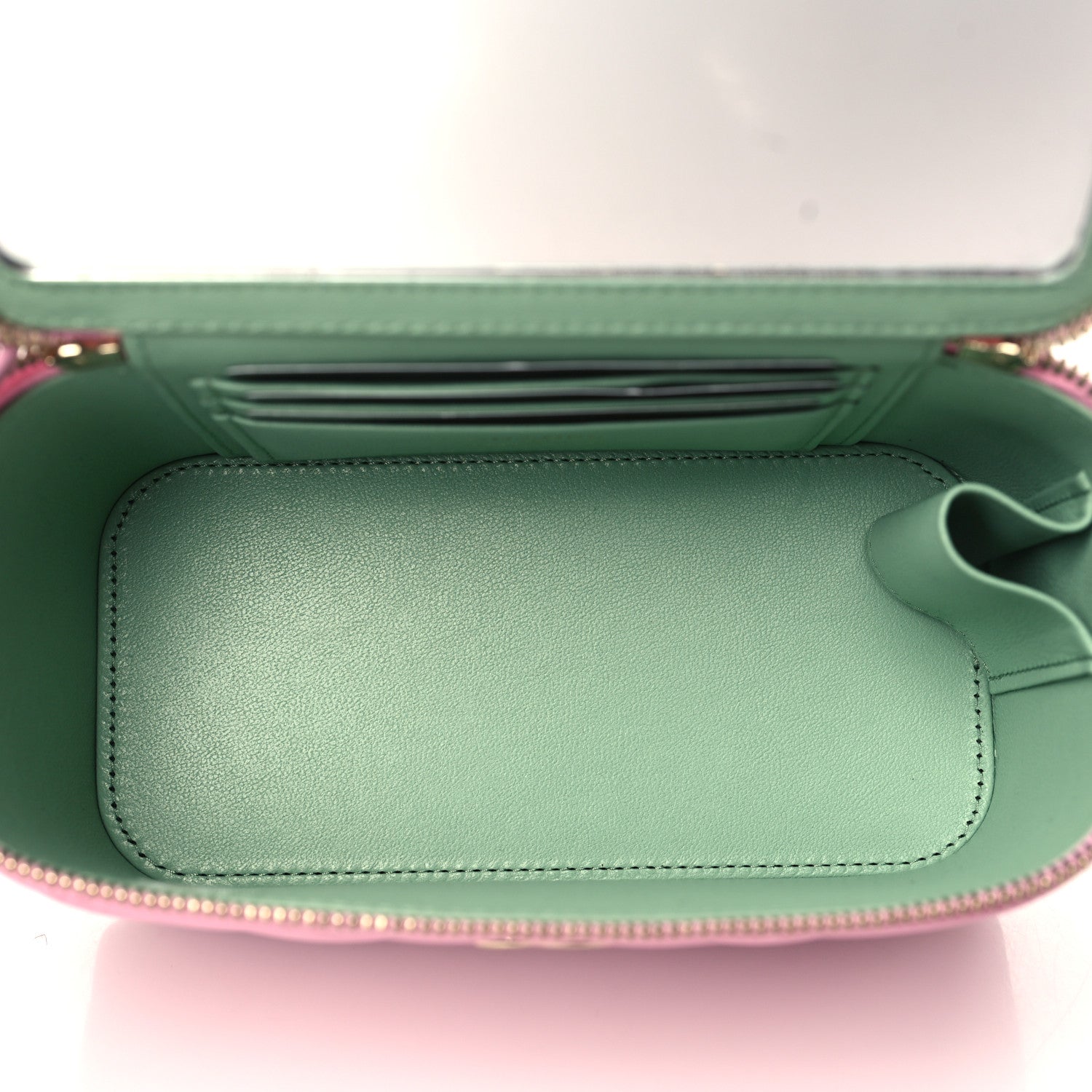 Chanel Lambskin Quilted Small Top Handle Vanity Case With Chain Lilac Light Green 5 of 10