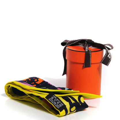 Hermes Silk Soie en Desordre Twilly Jaune Vif Rose Orange 5 of 5