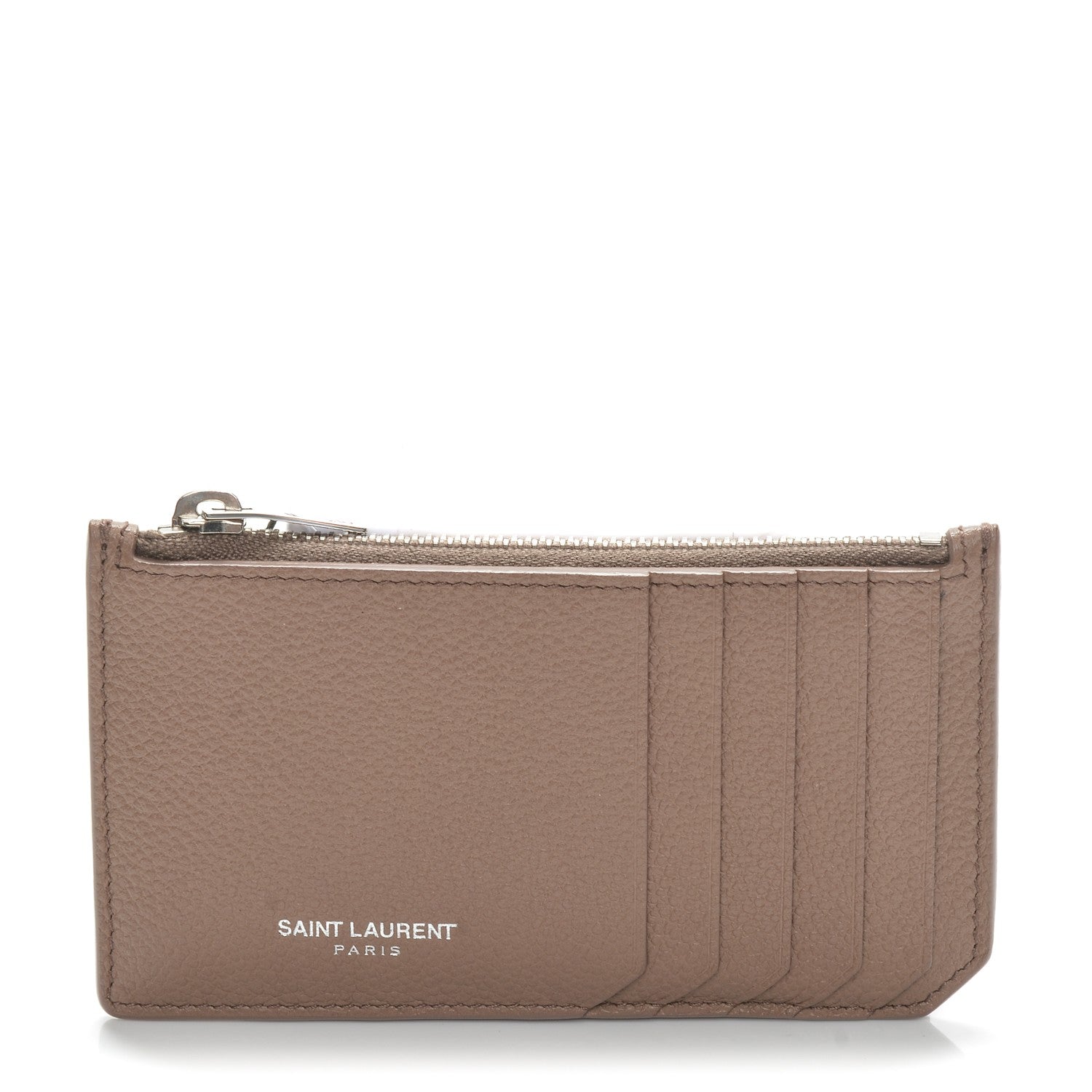 Saint Laurent Grained Calfskin 5 Fragments Zip Pouch Card Holder Fard 1 of 6