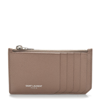 Saint Laurent Grained Calfskin 5 Fragments Zip Pouch Card Holder Fard 1 of 6