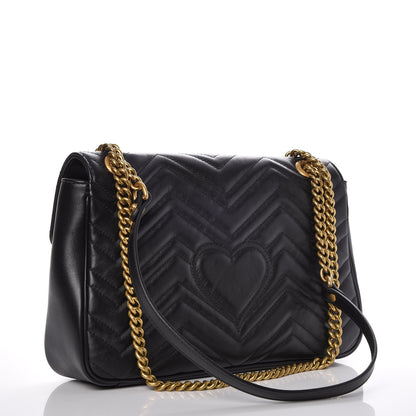 Gucci Calfskin Matelasse Medium GG Marmont Shoulder Bag Black 4 of 9