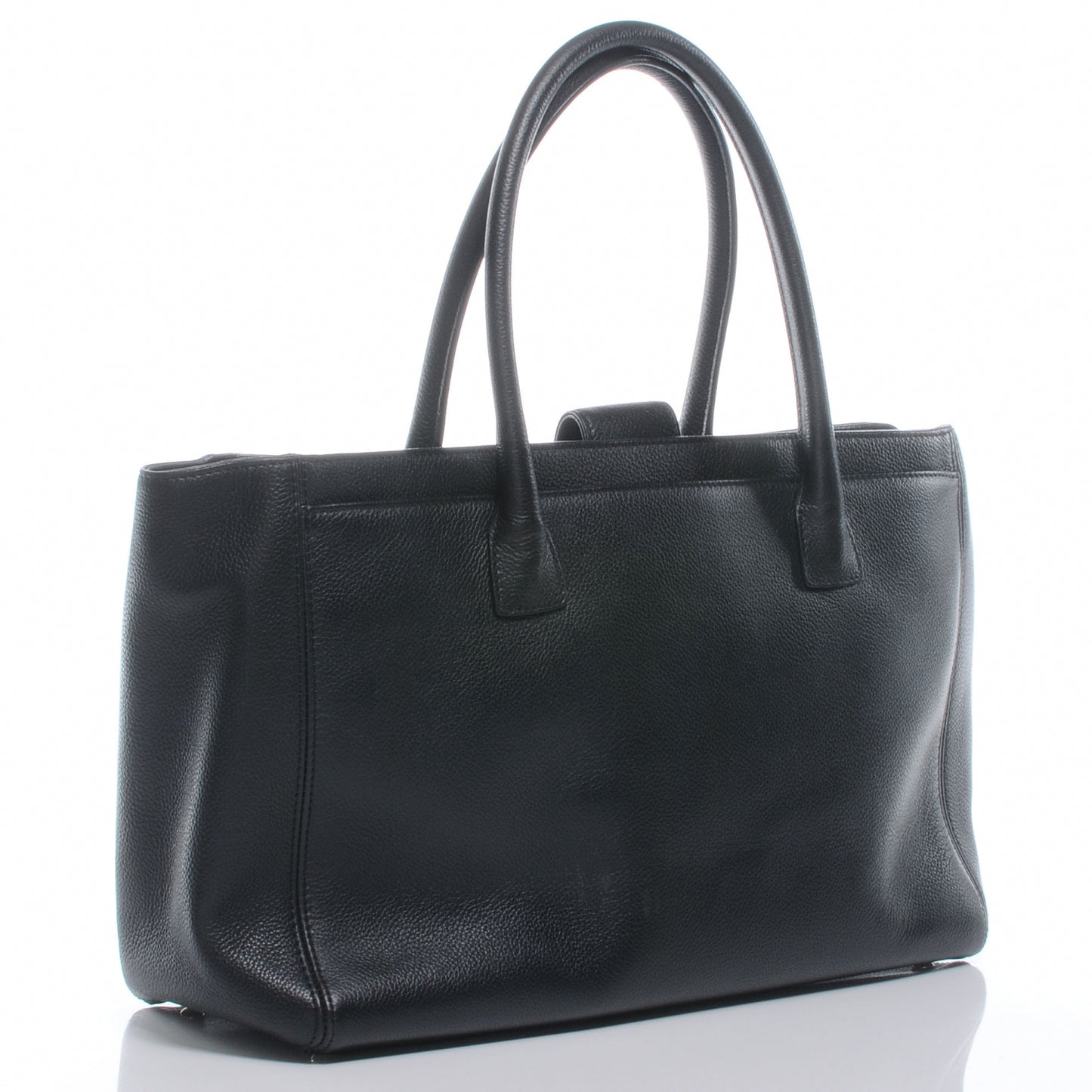 Calfskin Cerf Executive Shopper Tote Black