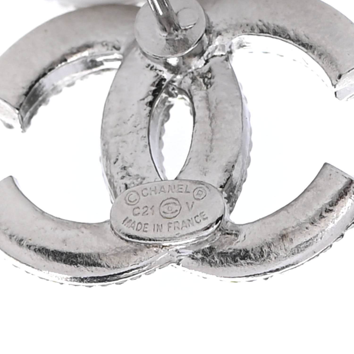 Chanel Crystal CC Earrings Silver 4 of 4
