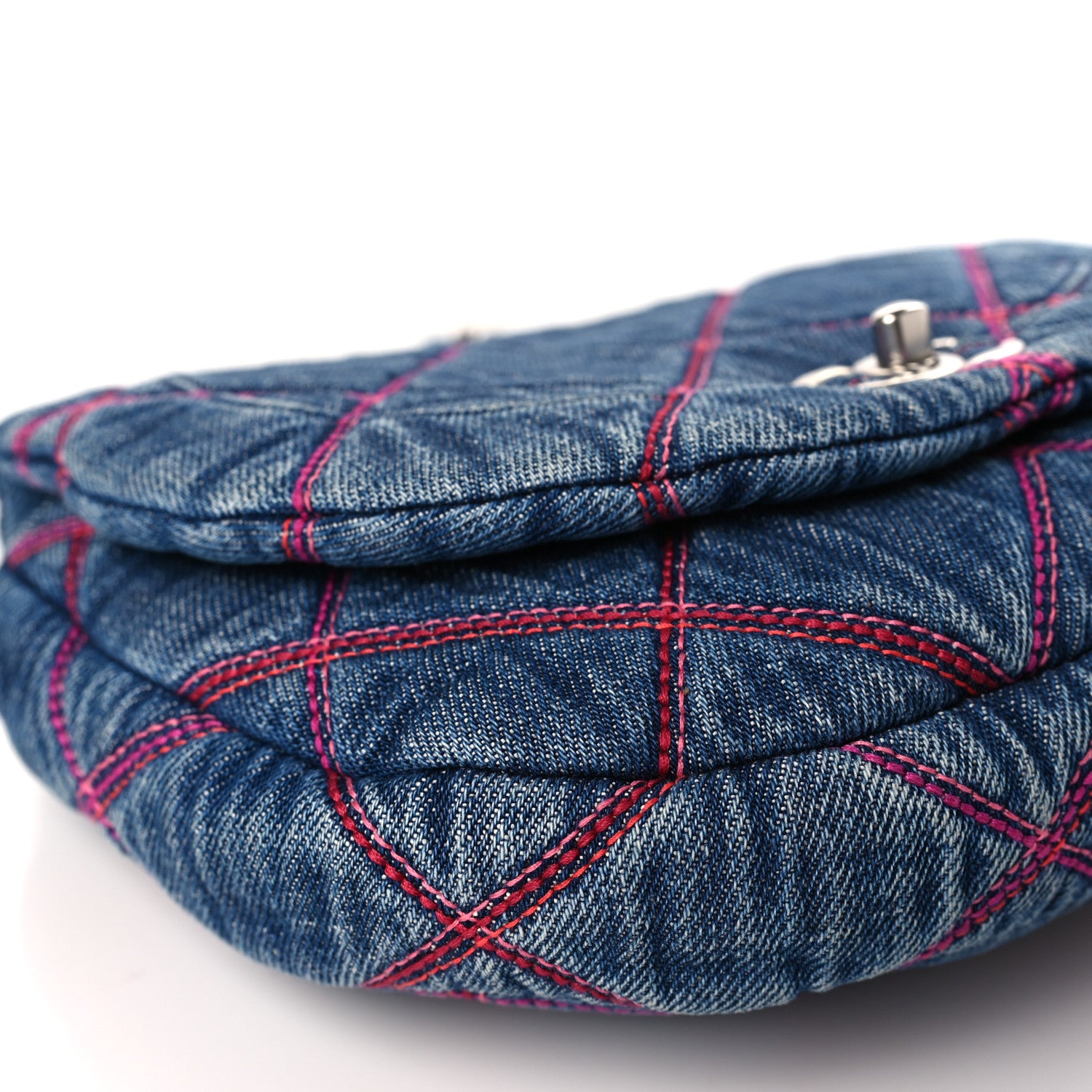 Chanel Denim Quilted Coco Beach Messenger Bag Blue 8 of 9