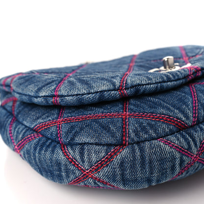 Chanel Denim Quilted Coco Beach Messenger Bag Blue 8 of 9
