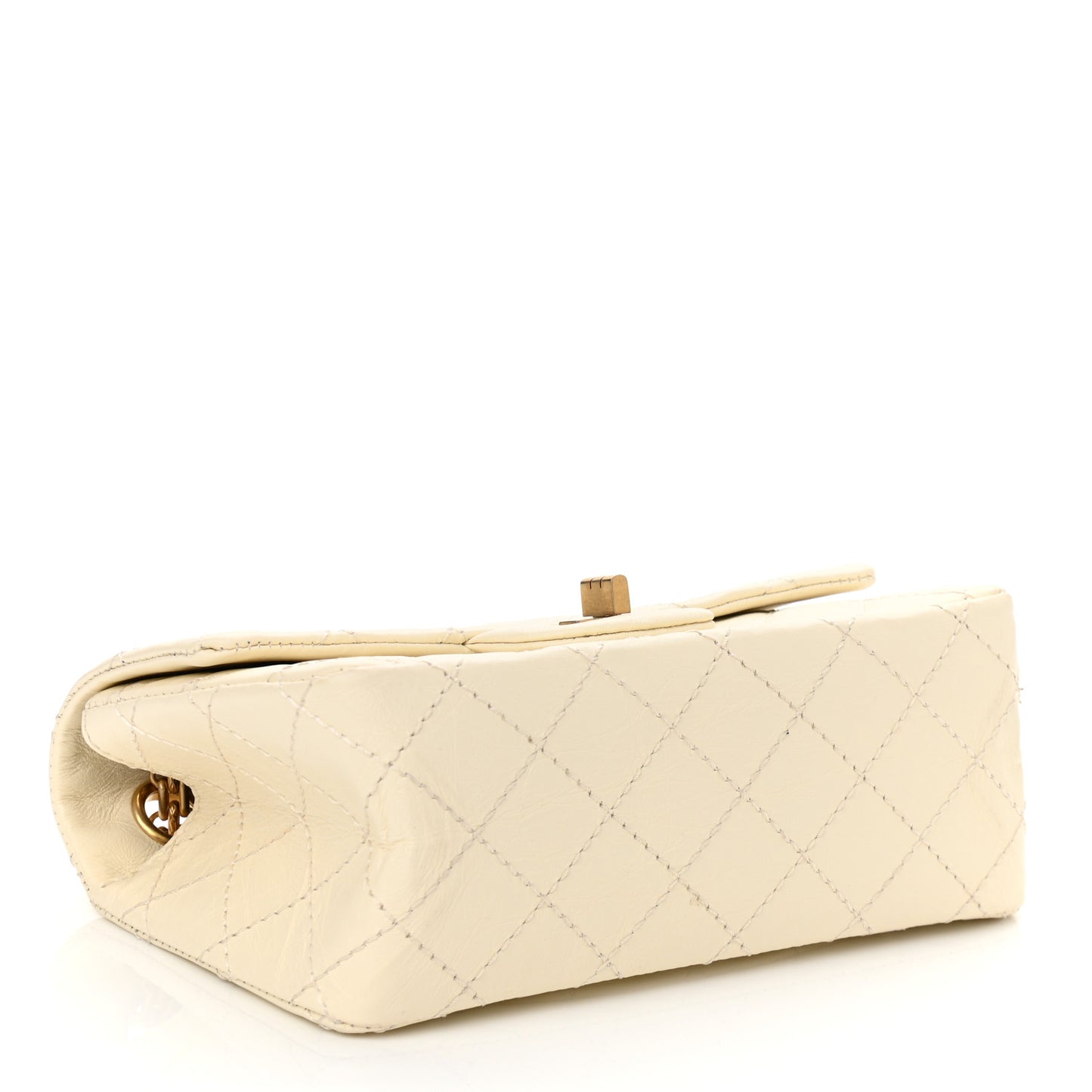 Aged Calfskin Quilted 2.55 Reissue Mini Flap White