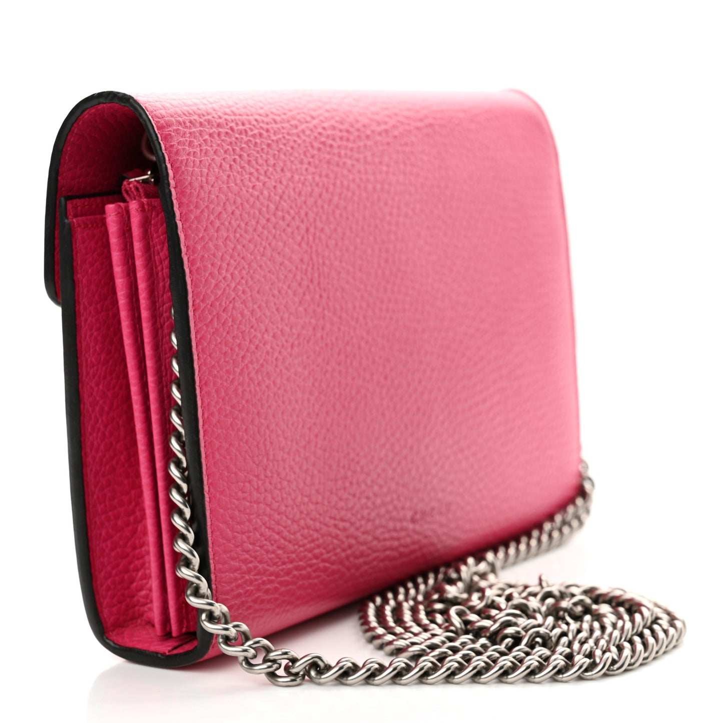 Dollar Calfskin Crystal Mini Dionysus Chain Wallet Box Pink