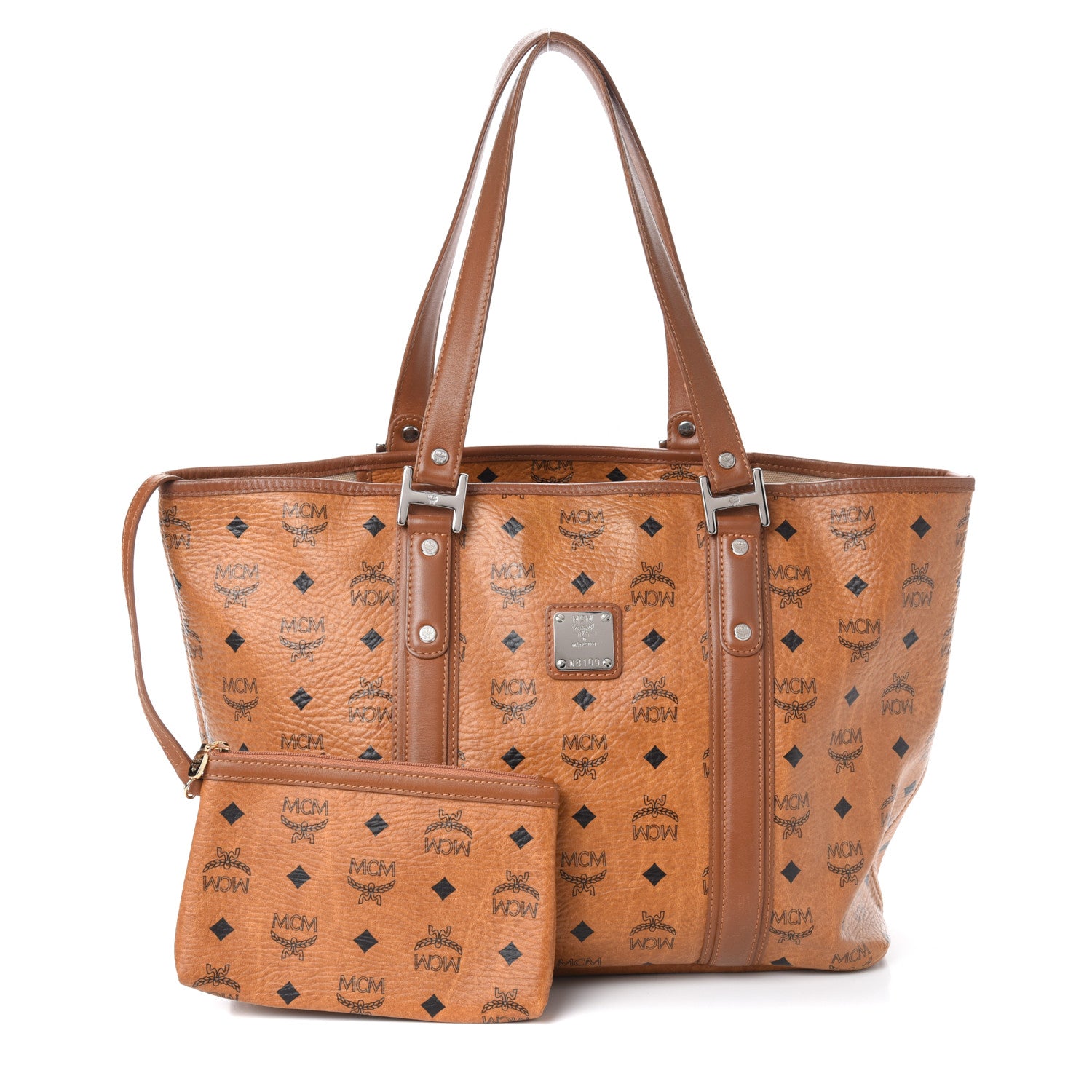 MCM Visetos Shopping Tote Cognac 1 of 10
